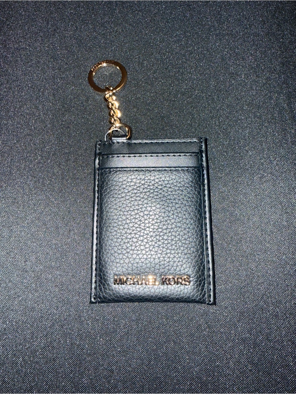 Michael Kors Black Leather Jet Set Travel Card Case with Gold Logo - Picture 2 of 3